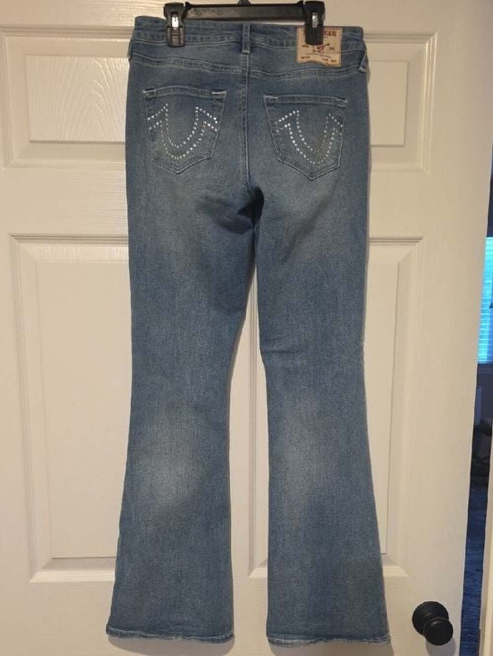 Y2K True Religion Becca Crystal Flared Bootcut Jeans Light Wash Sz 27